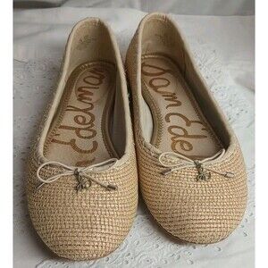 Sam Edelman Women Leather Falcon Ballet Flat Beige Nude Size 8.5 *READ* Academia